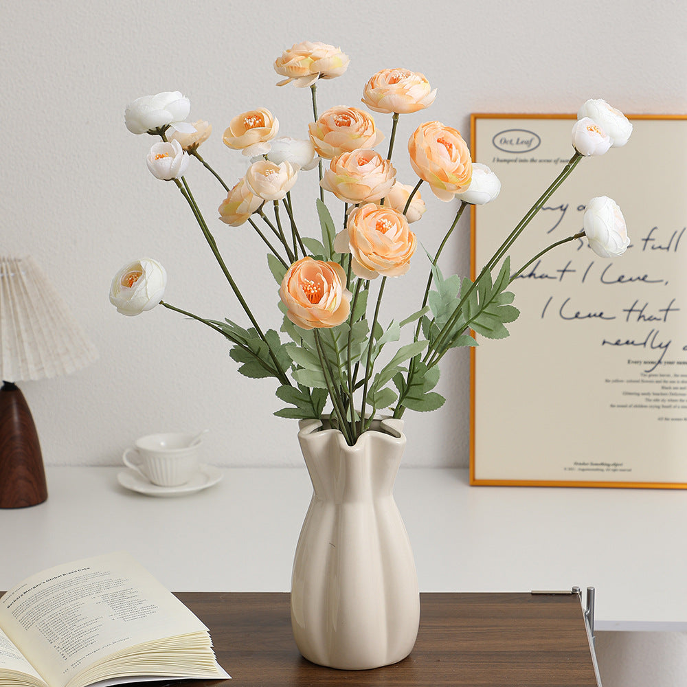 Decorative Artificial Flower Bouquet with Intricately Detailed Ranunculus | High & Bury