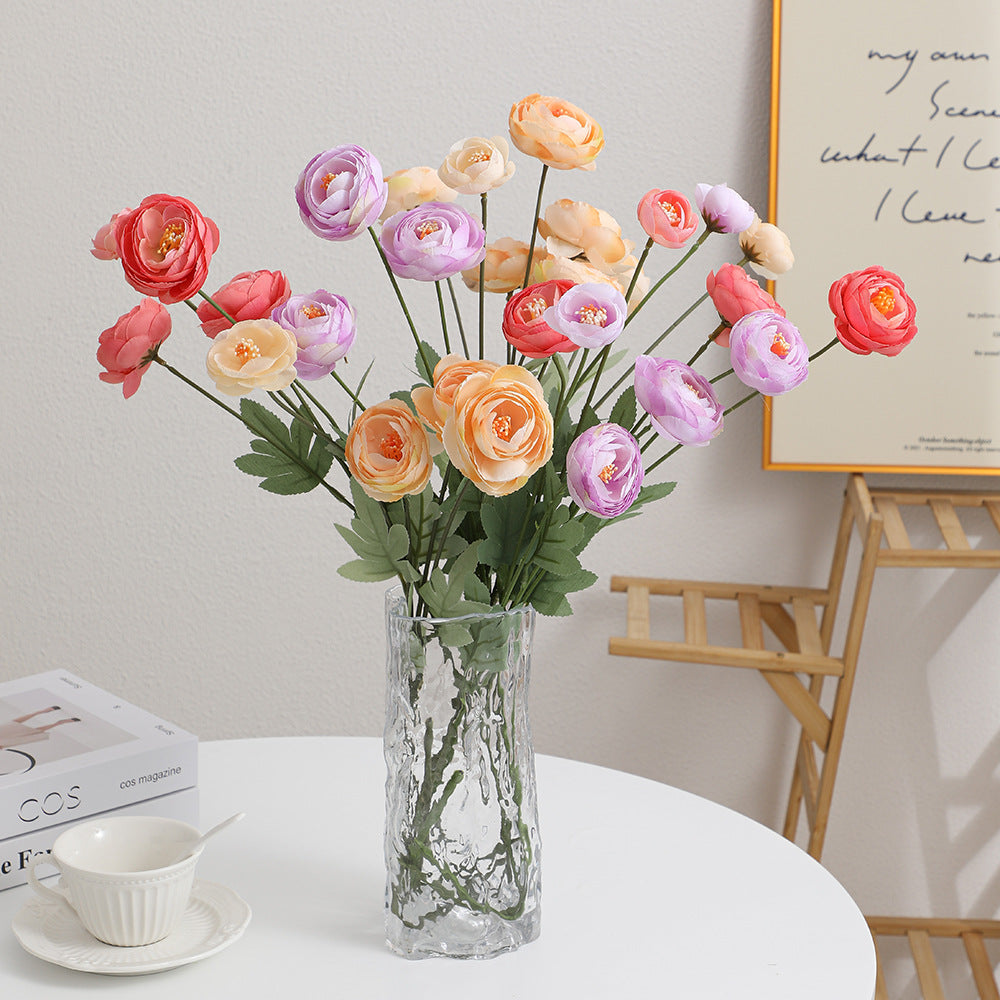 Decorative Artificial Flower Bouquet with Intricately Detailed Ranunculus | High & Bury