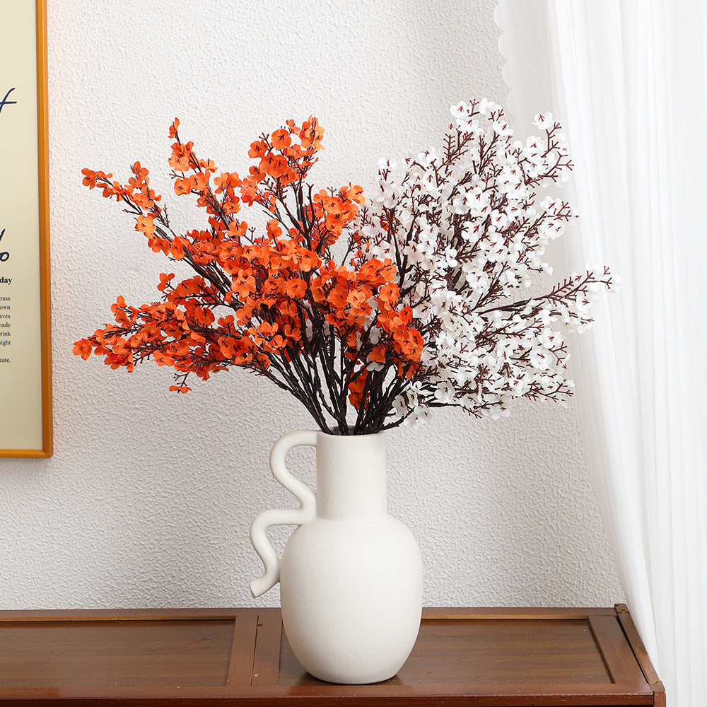 Decorative Artificial Flower Branch White Orange | High & Bury
