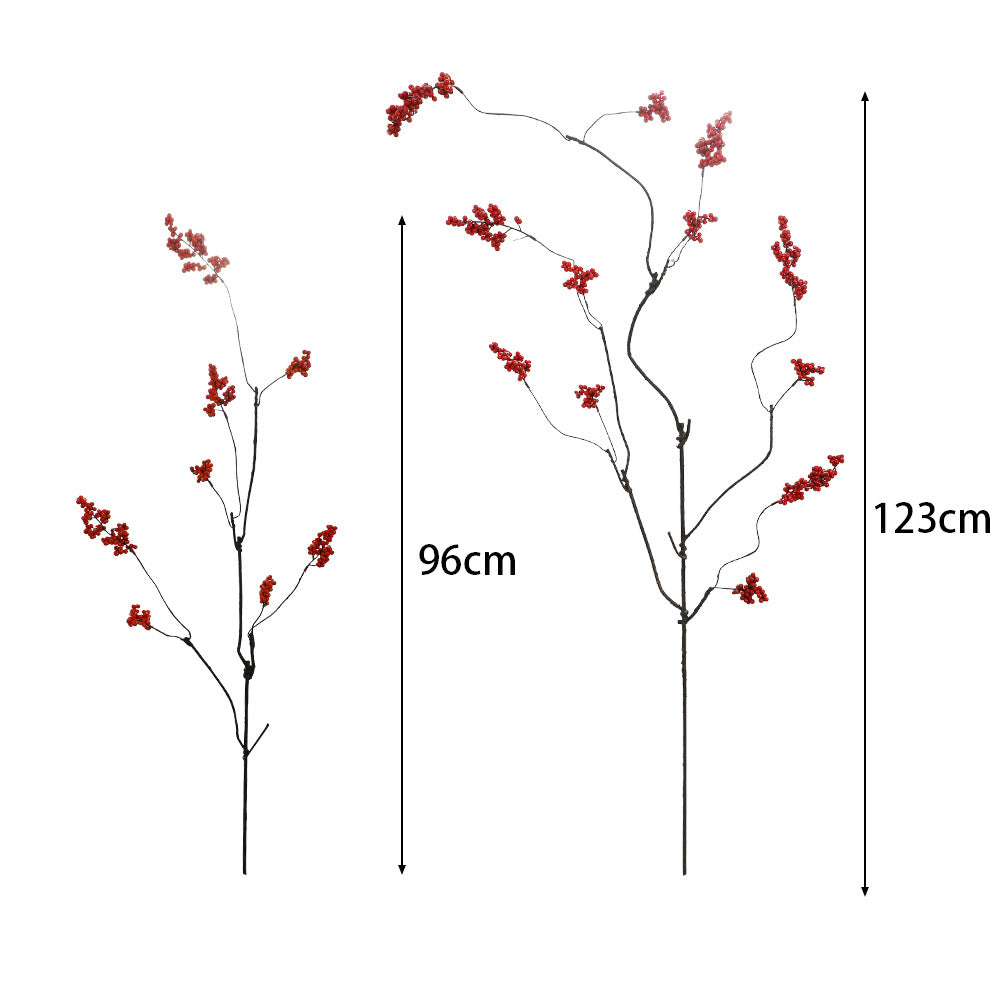 Decorative Artificial Flower Branch with Glowing Red Berries | High & Bury