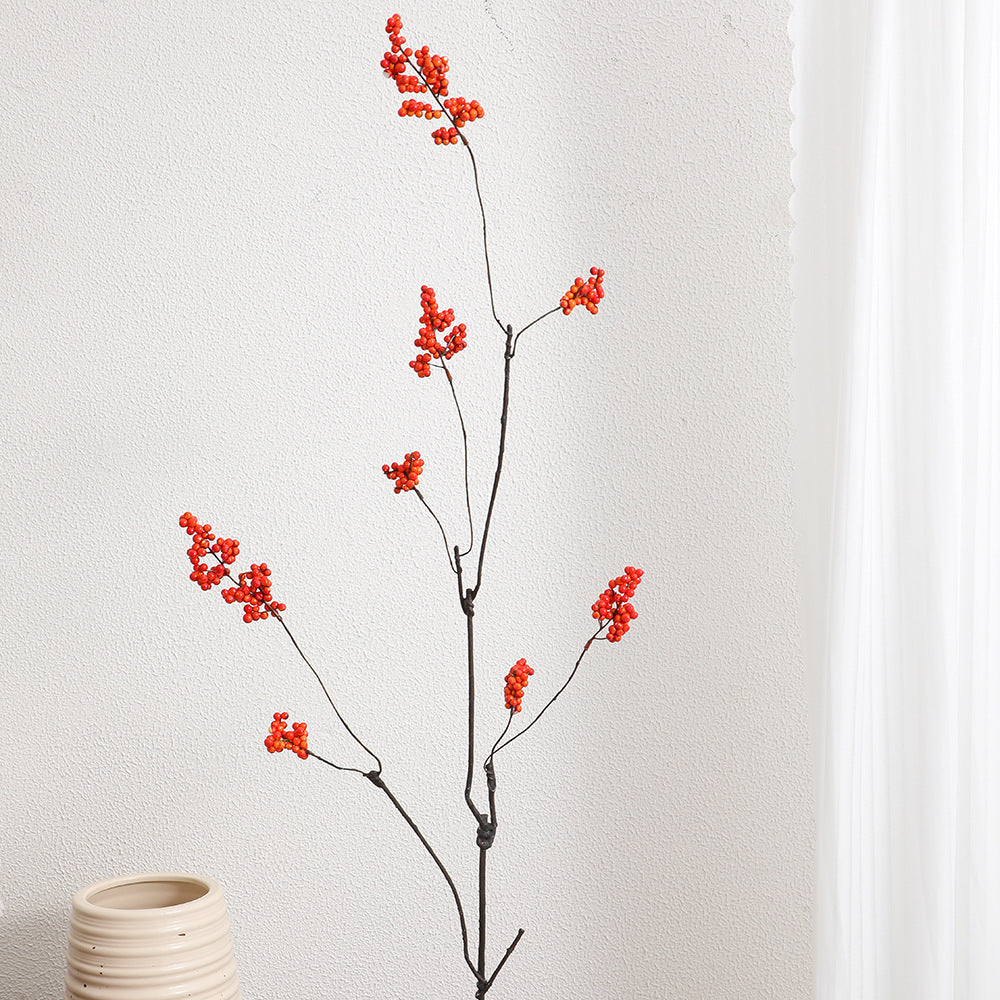 Decorative Artificial Flower Branch with Glowing Red Berries | High & Bury