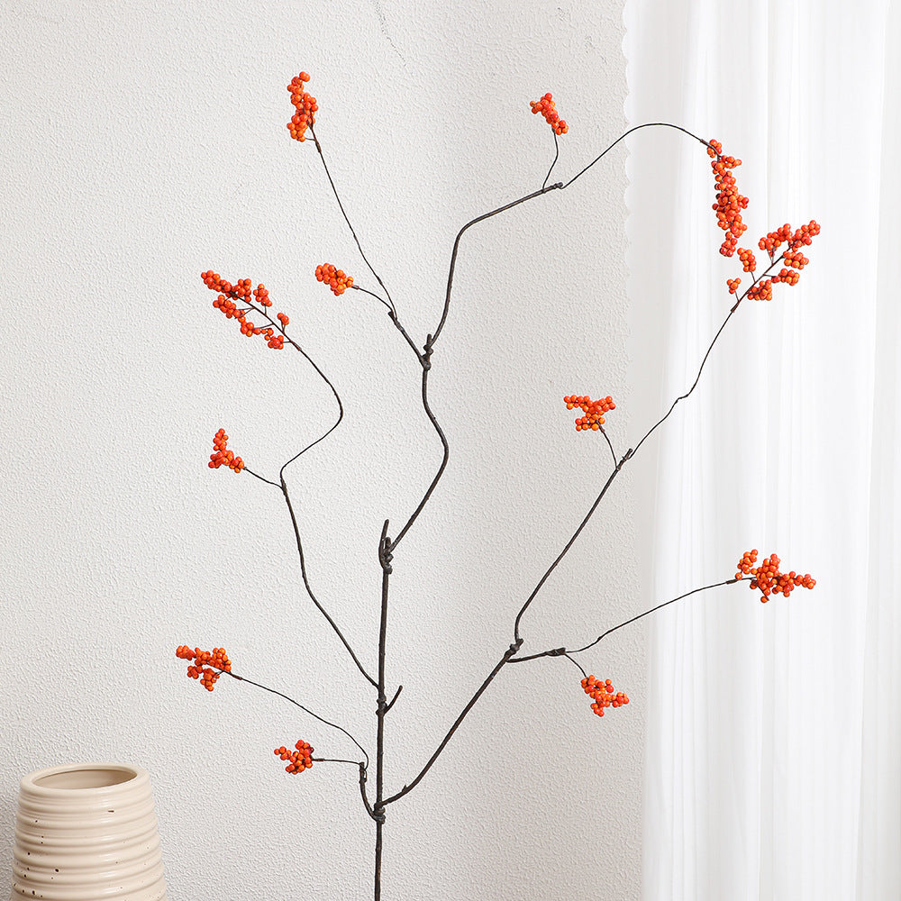 Decorative Artificial Flower Branch with Glowing Red Berries | High & Bury