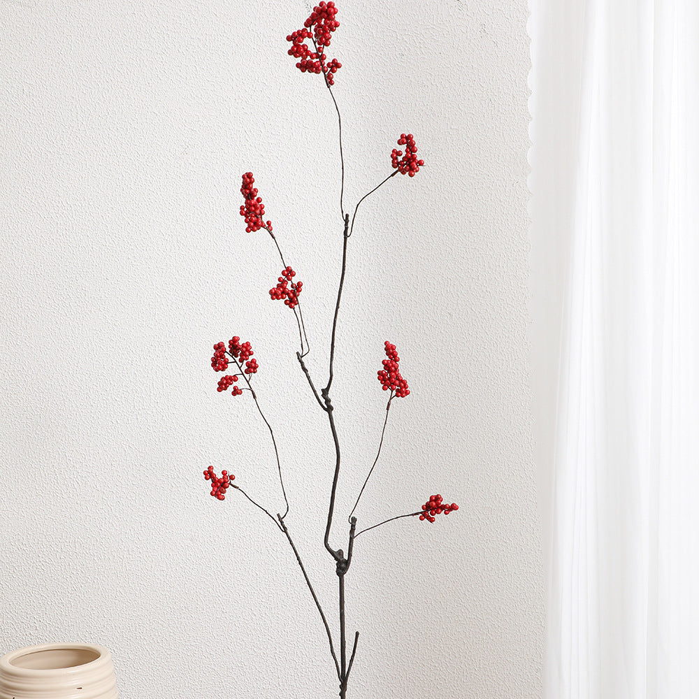 Decorative Artificial Flower Branch with Glowing Red Berries | High & Bury