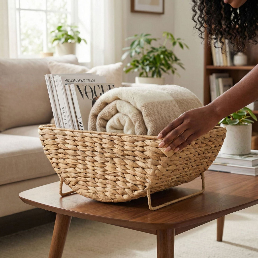 Decorative Basket for Storing Blankets and Magazines | High & Bury