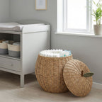 Decorative Basket Woven Natural Fiber Soft Textile | High & Bury