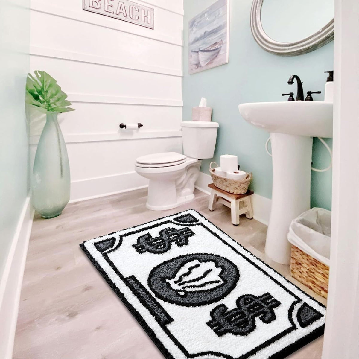 Decorative Beach-Themed Bath Mat | High & Bury