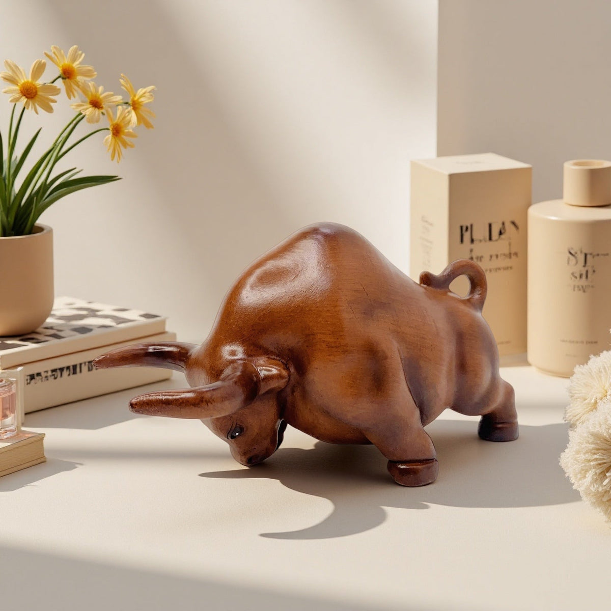 Decorative Bull Figure made of High-Quality Synthetic Resin | High & Bury