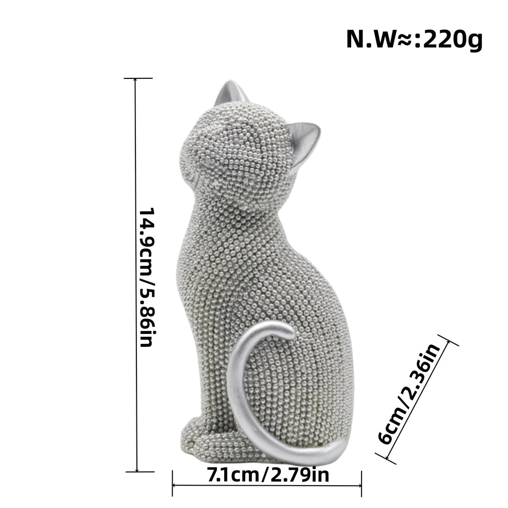 Decorative Cat Figurine Silver Black | High & Bury