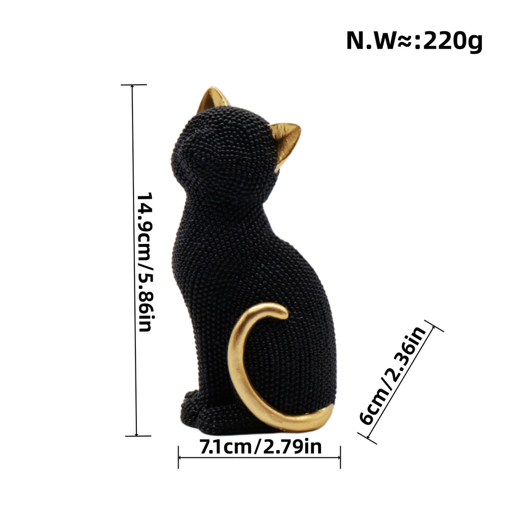Decorative Cat Figurine Silver Black | High & Bury