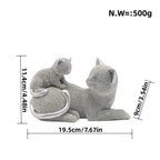 Decorative Cat Figurine Silver Black | High & Bury