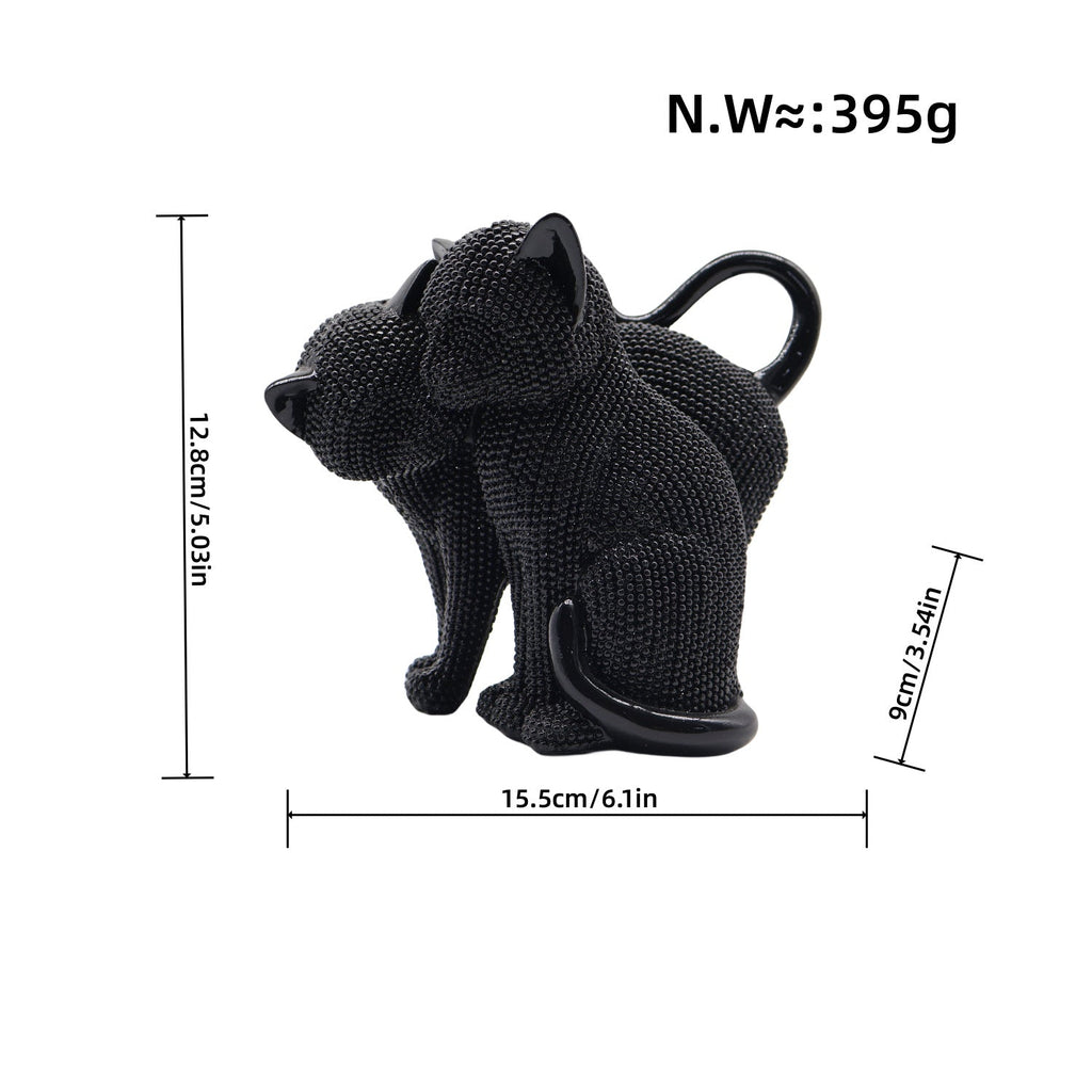 Decorative Cat Figurine Silver Black | High & Bury