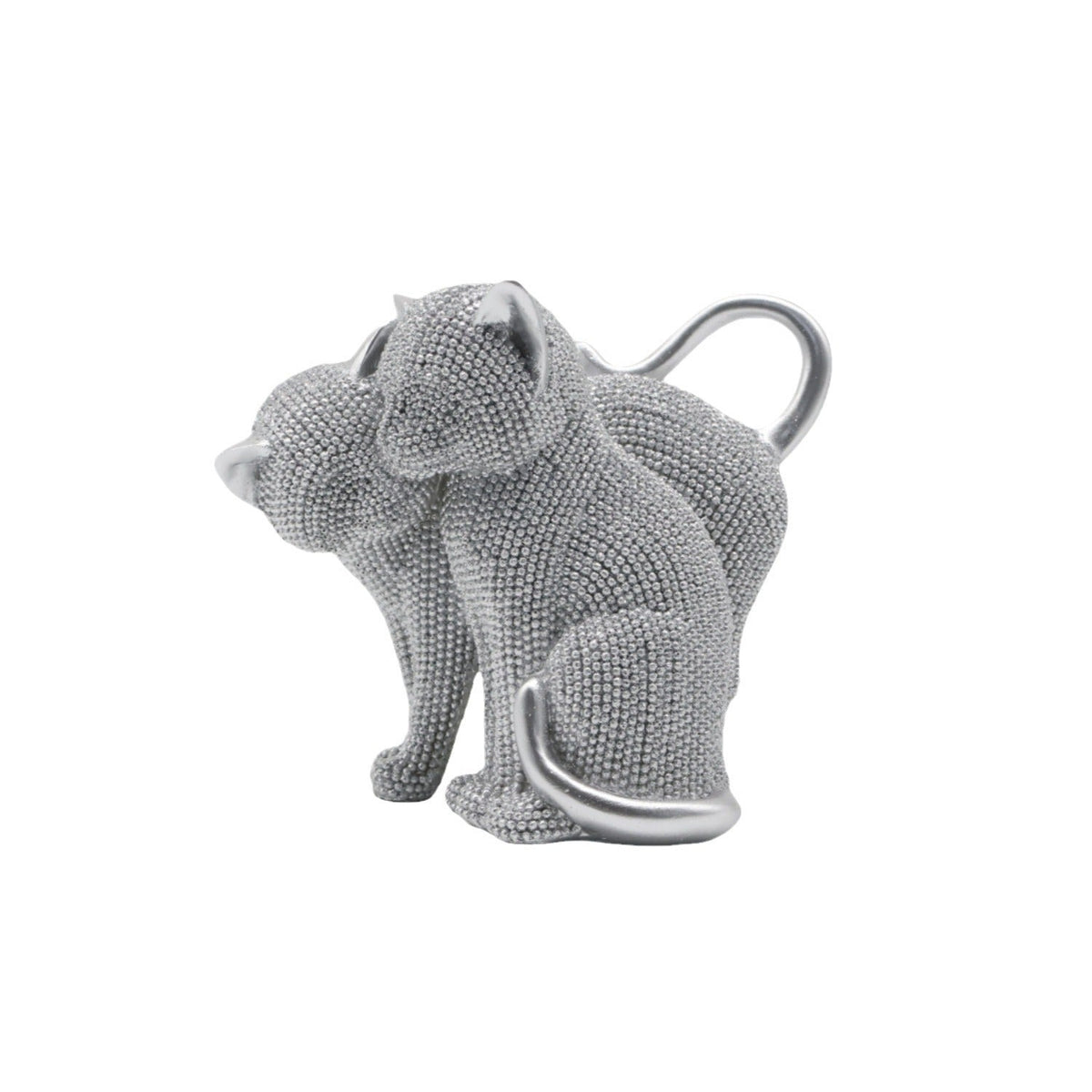 Decorative Cat Figurine Silver Black | High & Bury