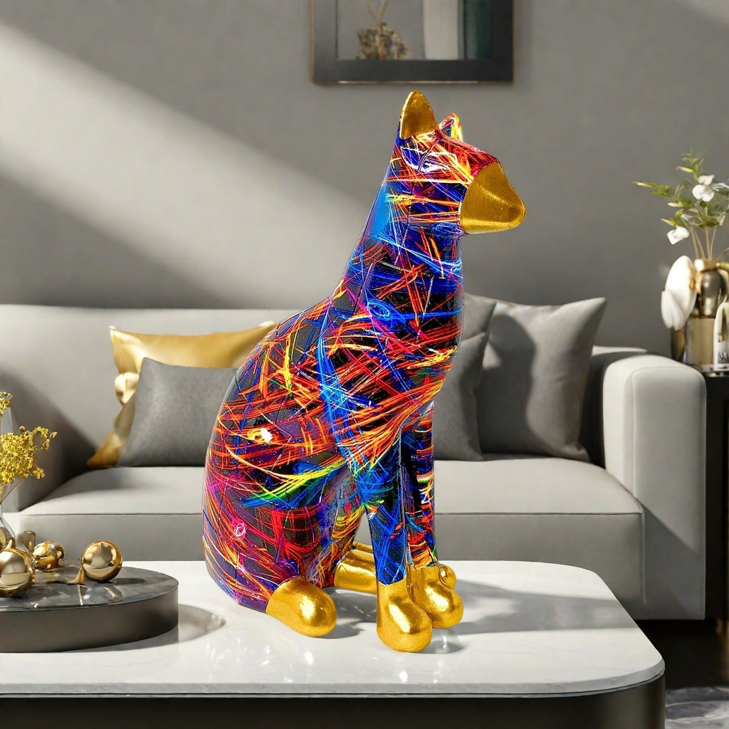 Decorative Cat Statue in Modern Art Style | High & Bury