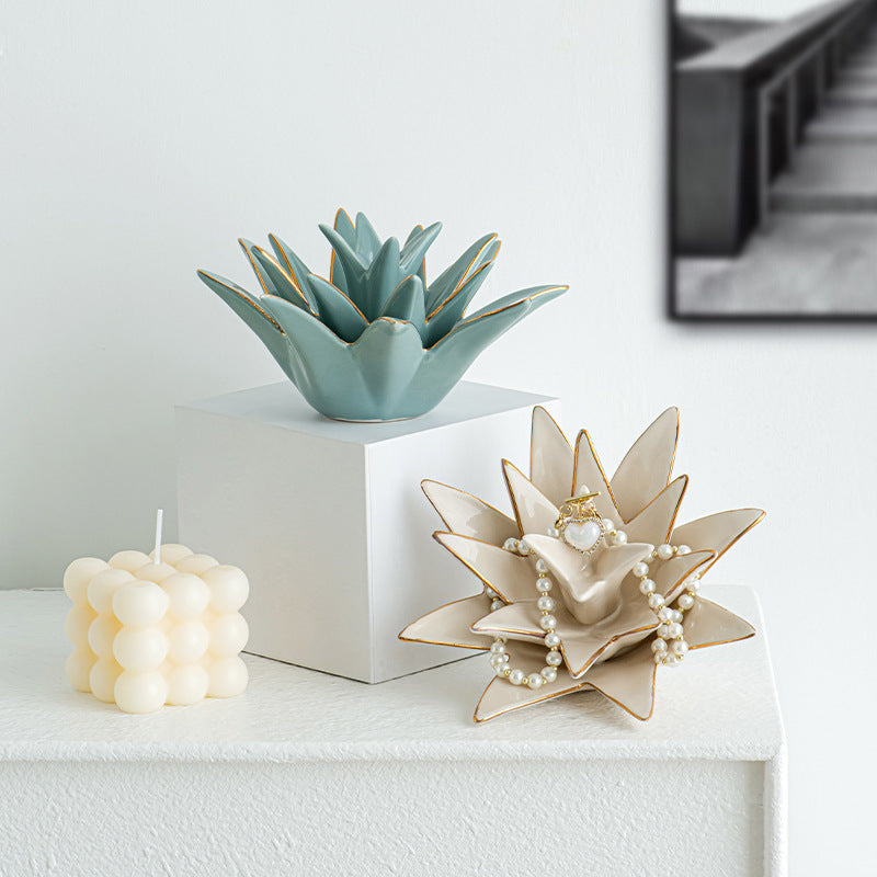 Decorative Ceramic Bowl Vanilla White Silver Fir Blue | High & Bury