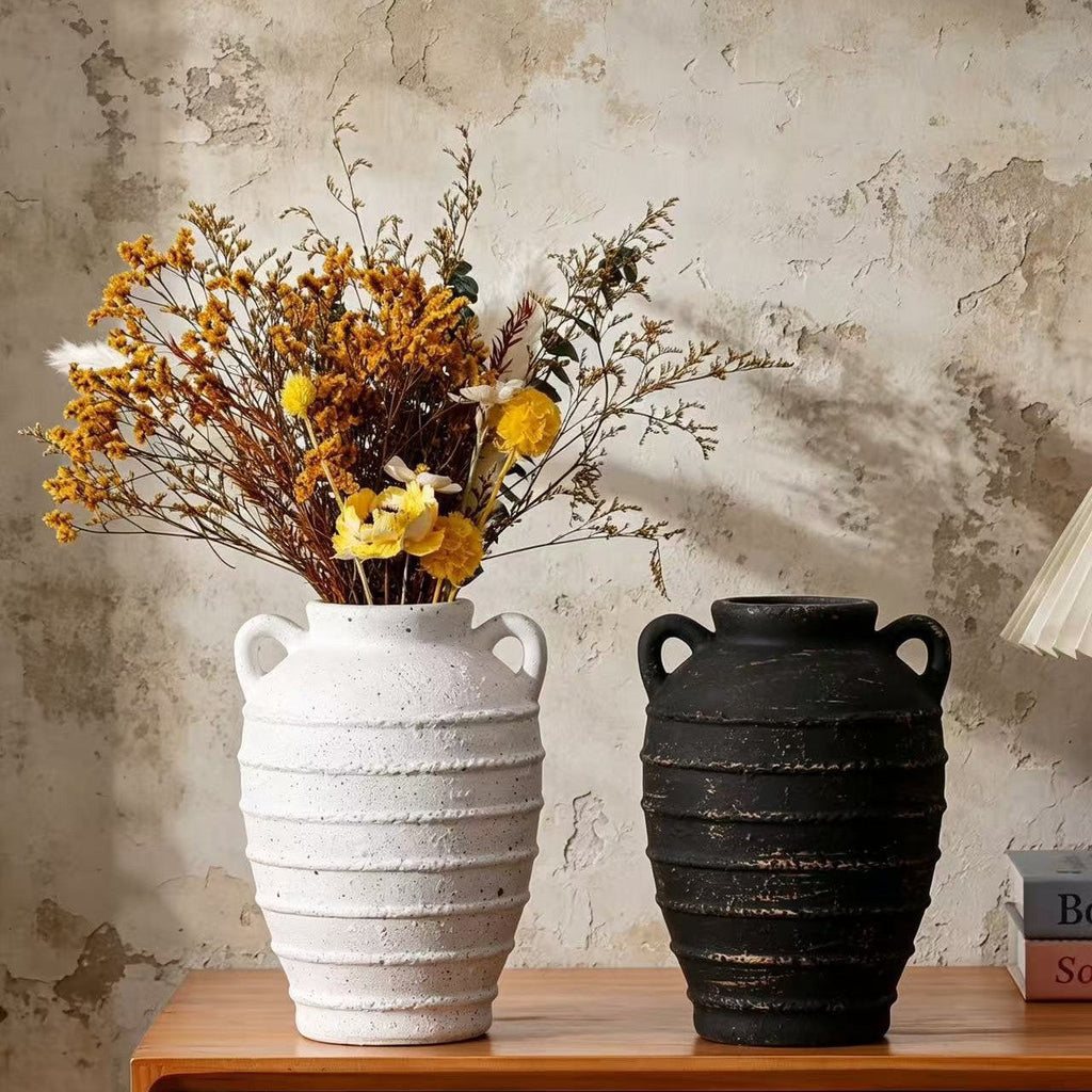 Decorative Ceramic Vase White Blackgold | High & Bury