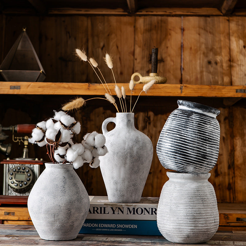 Decorative Ceramic Vase White Show Details Black | High & Bury