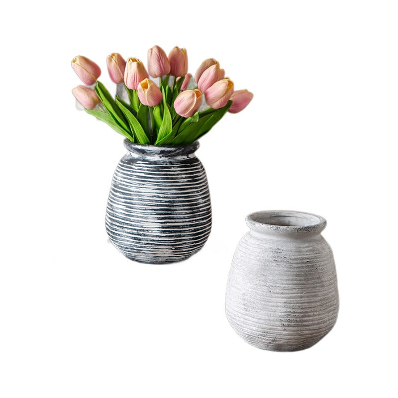 Decorative Ceramic Vase White Show Details Black | High & Bury