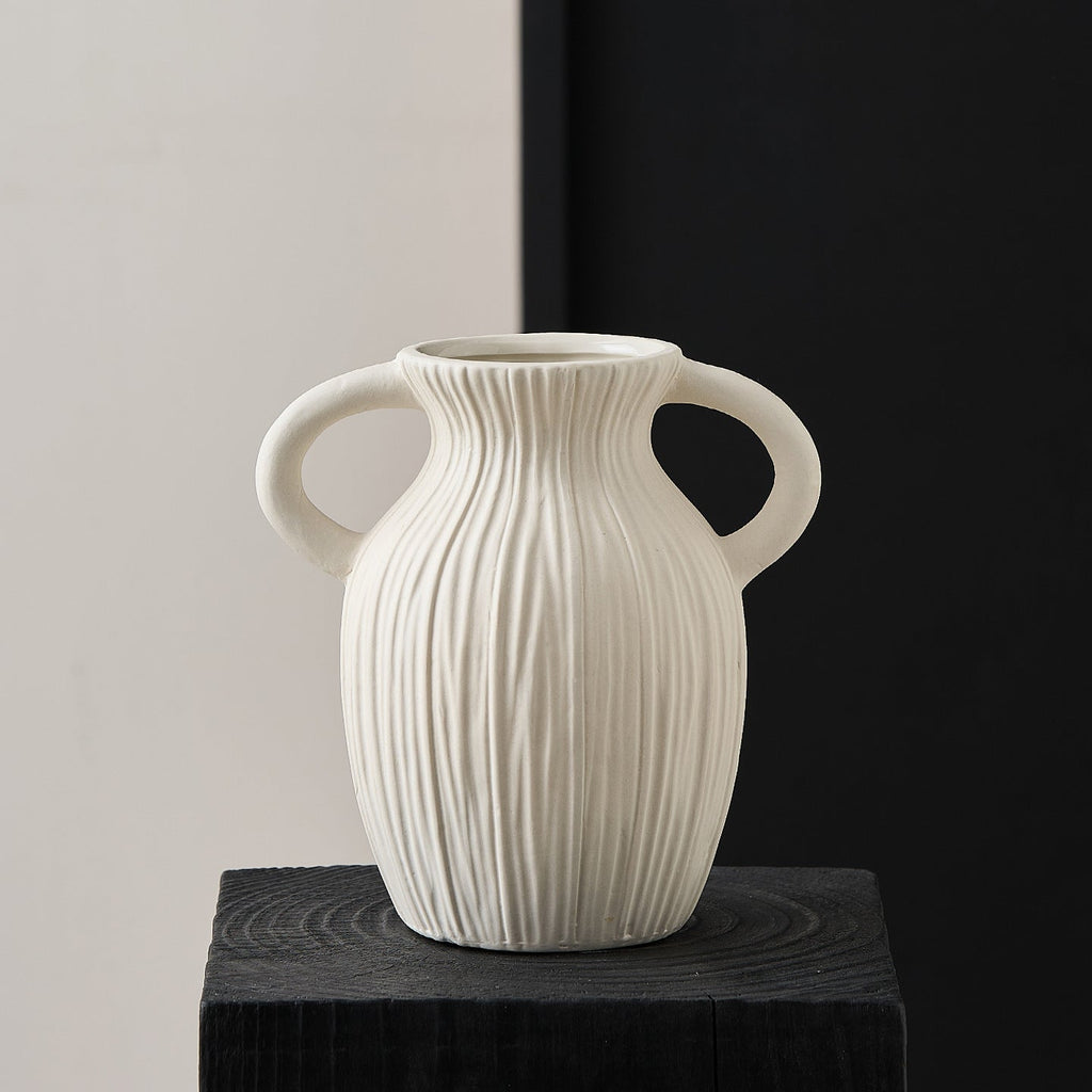 Decorative Ceramic Vase with Artistic Ribbed Pattern | High & Bury