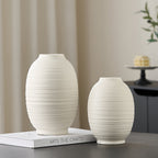Decorative Ceramic Vase with Artistic Ribbed Pattern | High & Bury