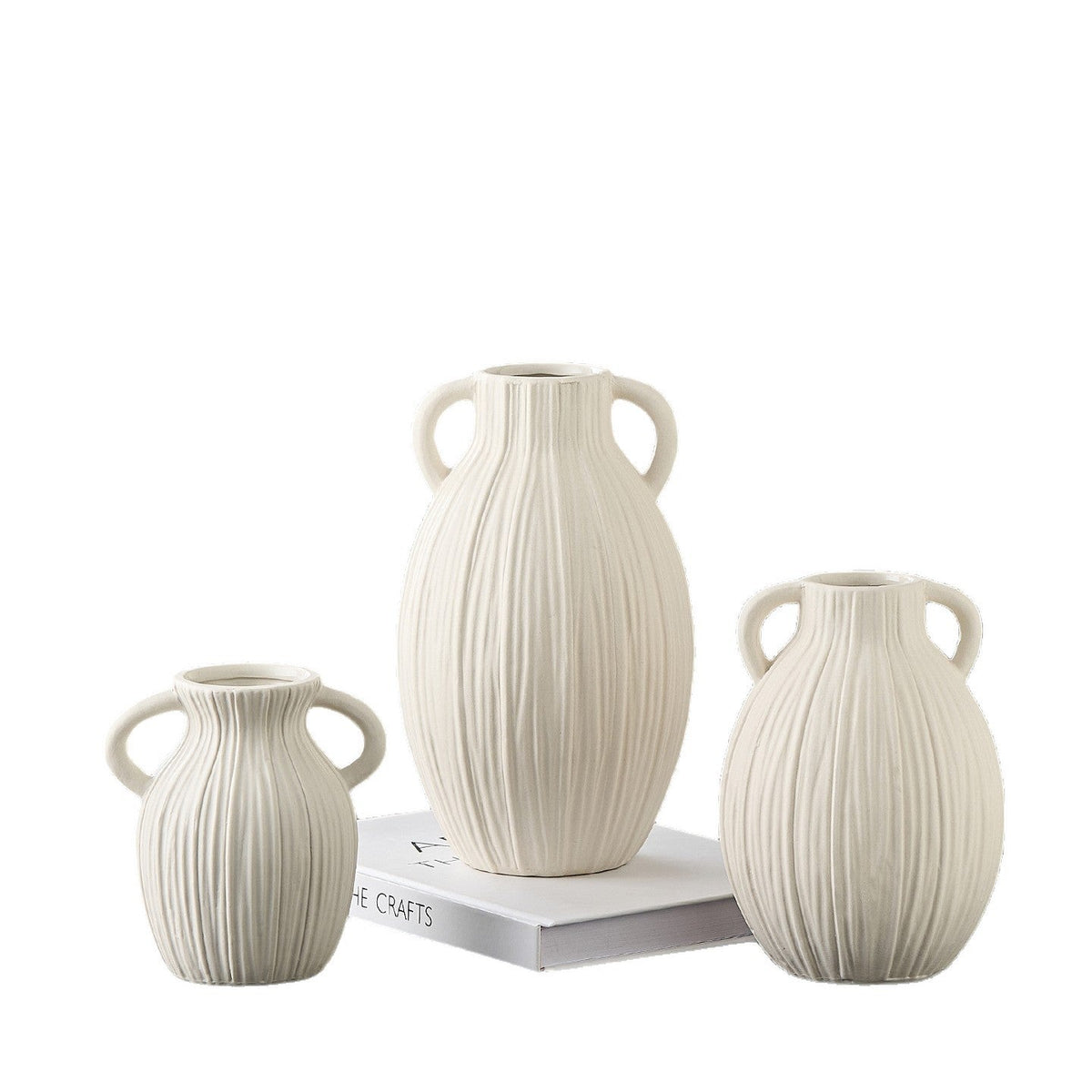 Decorative Ceramic Vase with Artistic Ribbed Pattern | High & Bury