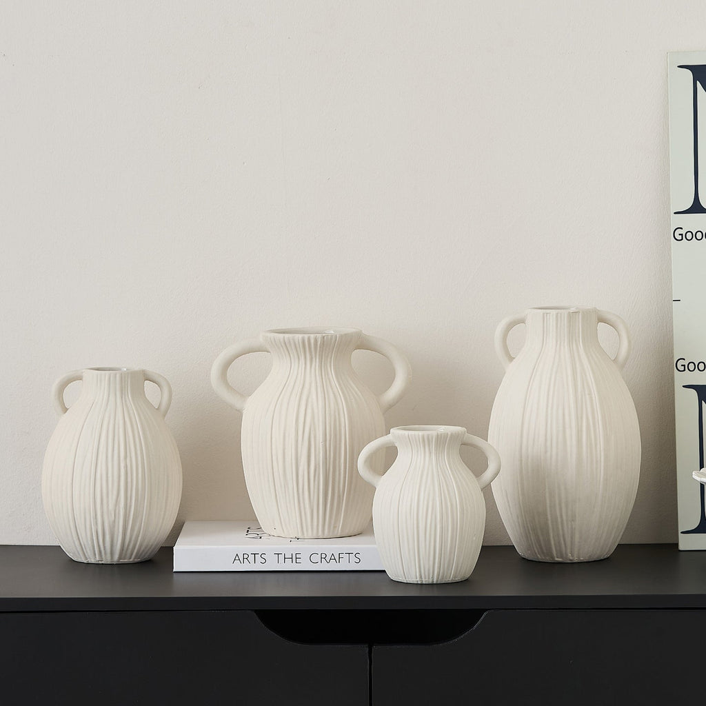 Decorative Ceramic Vase with Artistic Ribbed Pattern | High & Bury