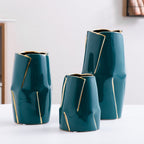Decorative Ceramic Vase with Golden Accents | High & Bury