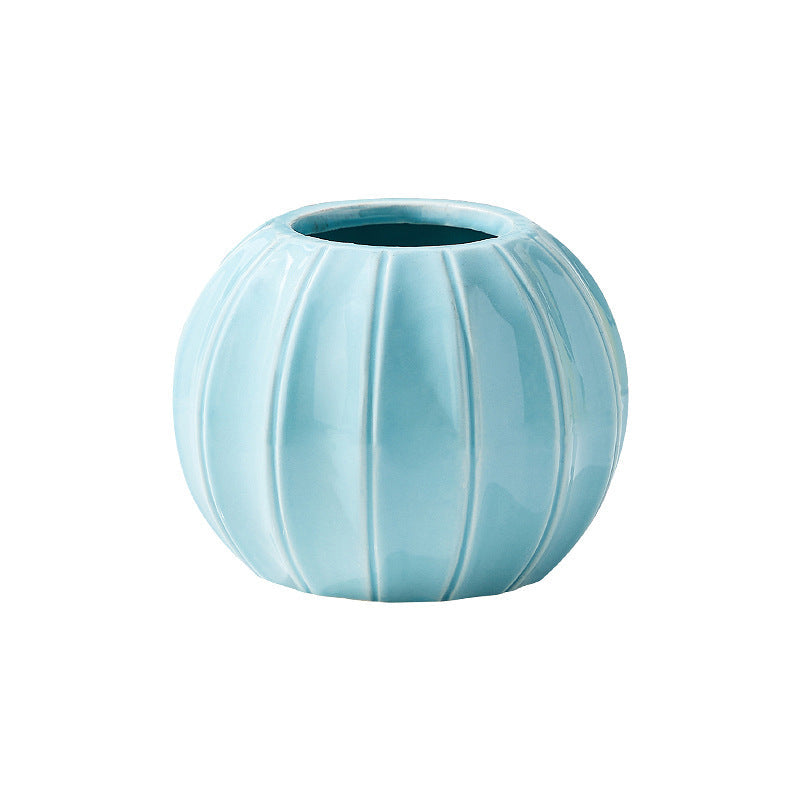 Decorative Ceramic Vase with Modern Ribbed Design | High & Bury