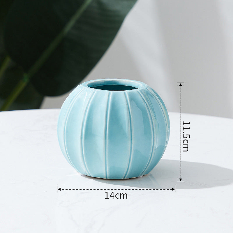 Decorative Ceramic Vase with Modern Ribbed Design | High & Bury