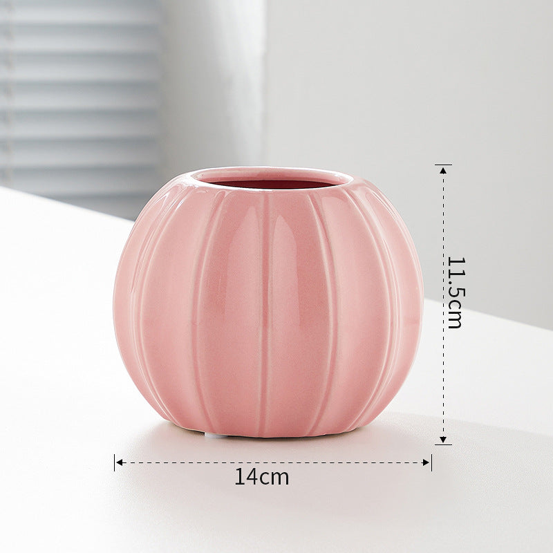 Decorative Ceramic Vase with Modern Ribbed Design | High & Bury