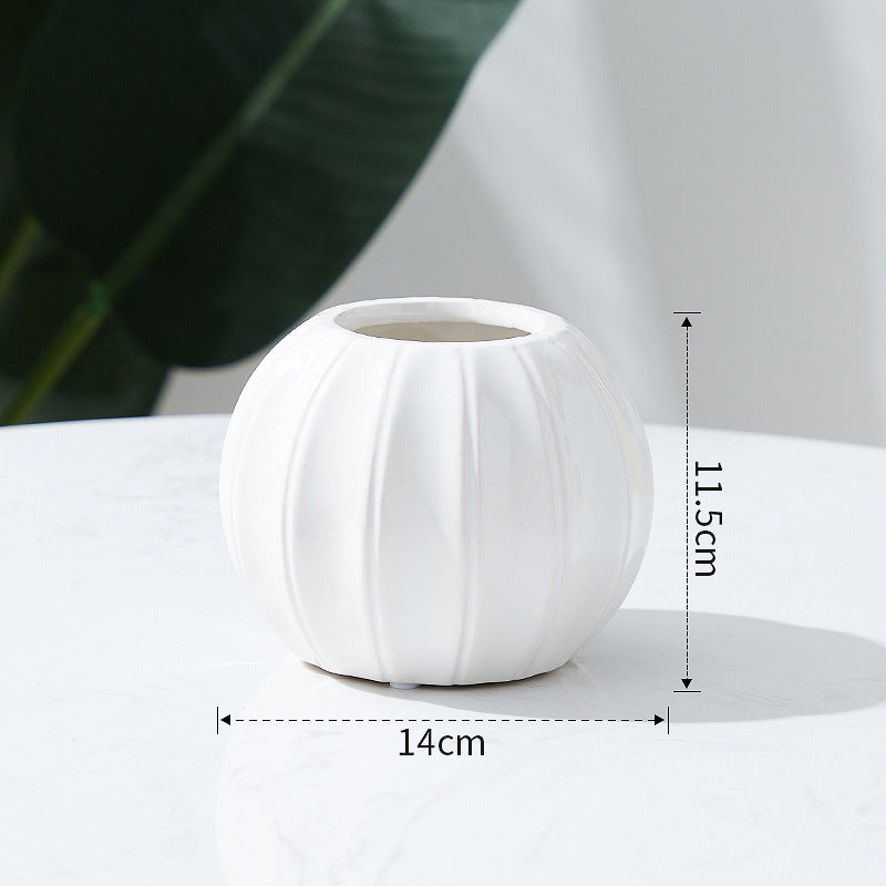Decorative Ceramic Vase with Modern Ribbed Design | High & Bury