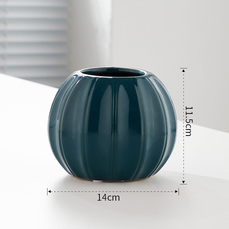 Decorative Ceramic Vase with Modern Ribbed Design | High & Bury