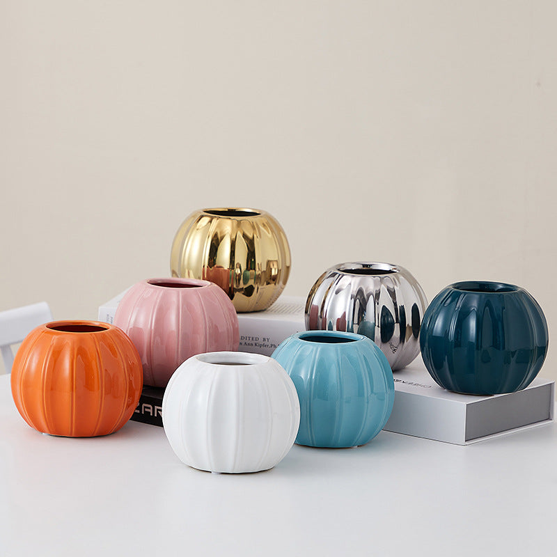 Decorative Ceramic Vase with Modern Ribbed Design | High & Bury
