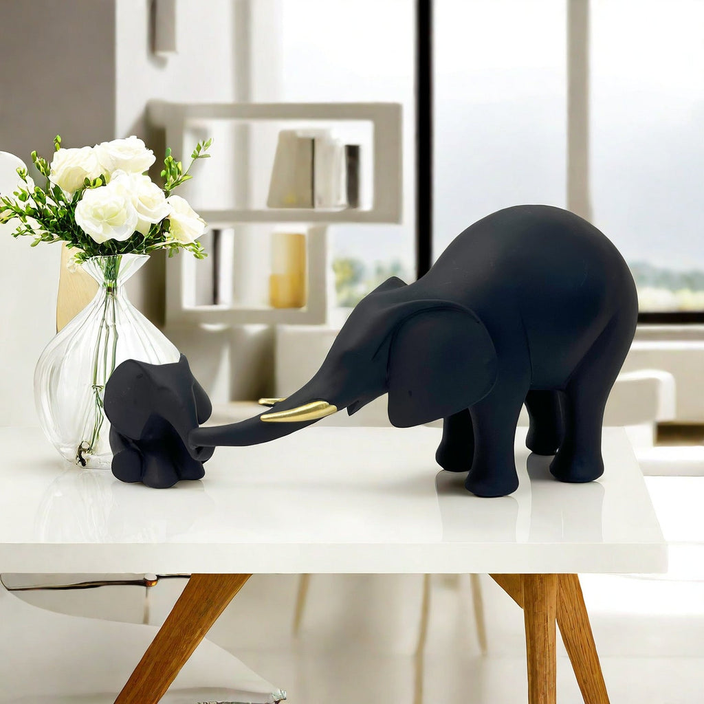 Decorative Elephant Family Sculpture | High & Bury