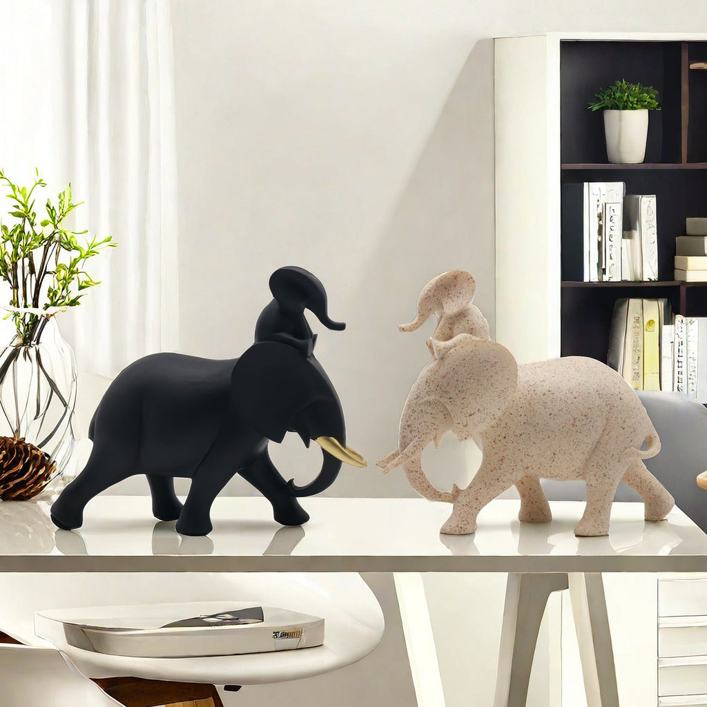 Decorative Elephant Family Sculpture | High & Bury