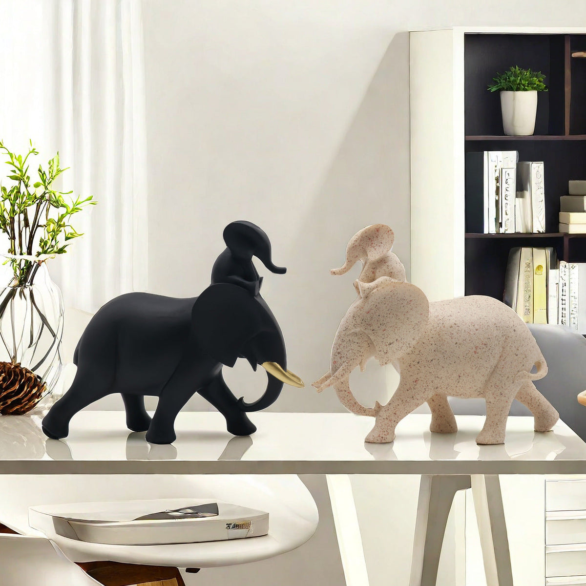 Decorative Elephant Family Sculpture | High & Bury