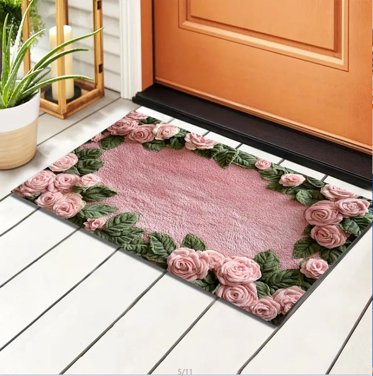 Decorative Floral Area Mat Non Slip | High & Bury