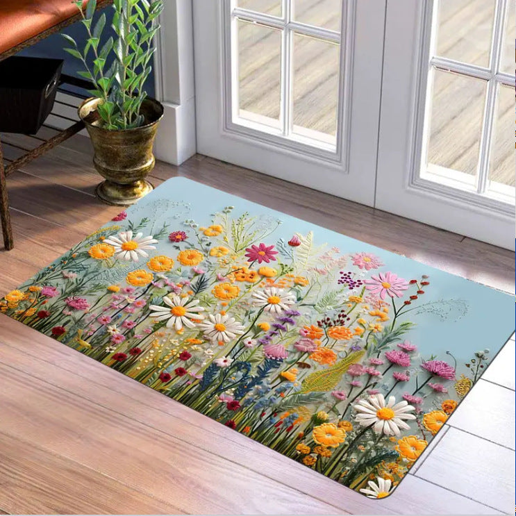 Decorative Floral Area Mat Non Slip | High & Bury