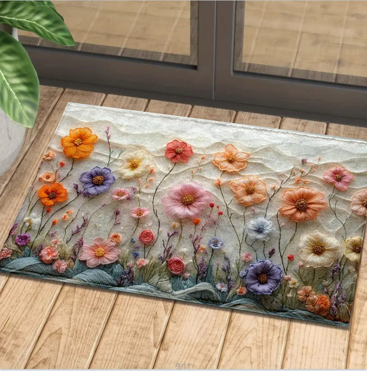Decorative Floral Area Mat Non Slip | High & Bury
