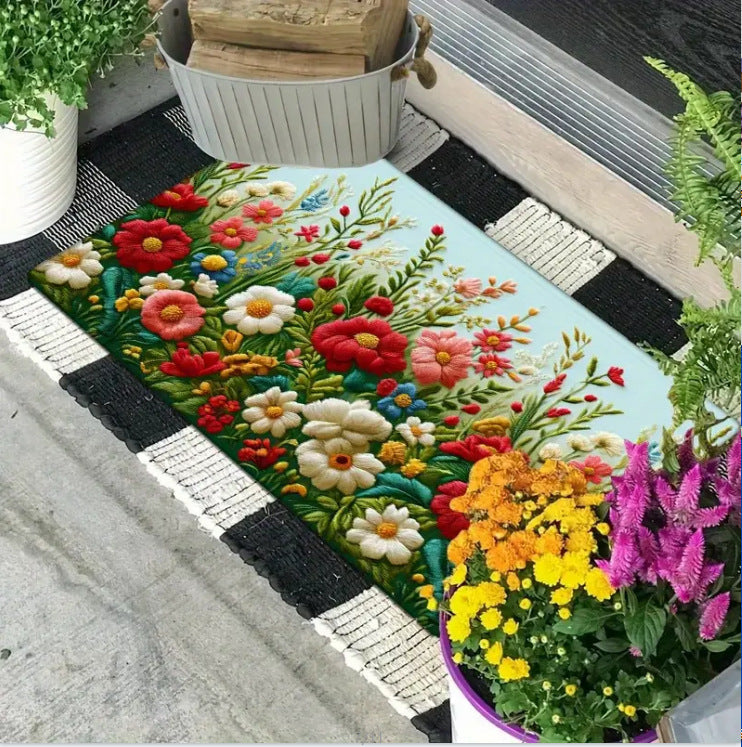 Decorative Floral Area Mat Non Slip | High & Bury