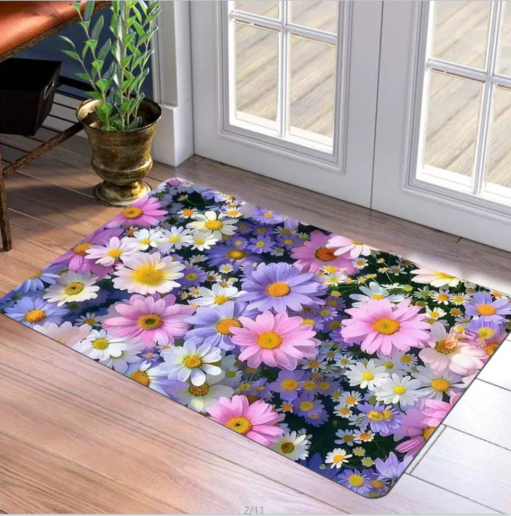 Decorative Floral Area Mat Non Slip | High & Bury