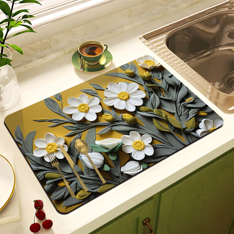 Decorative Floral Kitchen Mat | High & Bury