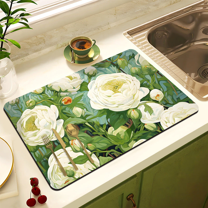 Decorative Floral Kitchen Mat | High & Bury