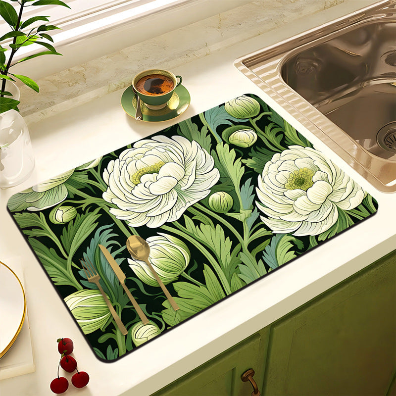 Decorative Floral Kitchen Mat | High & Bury