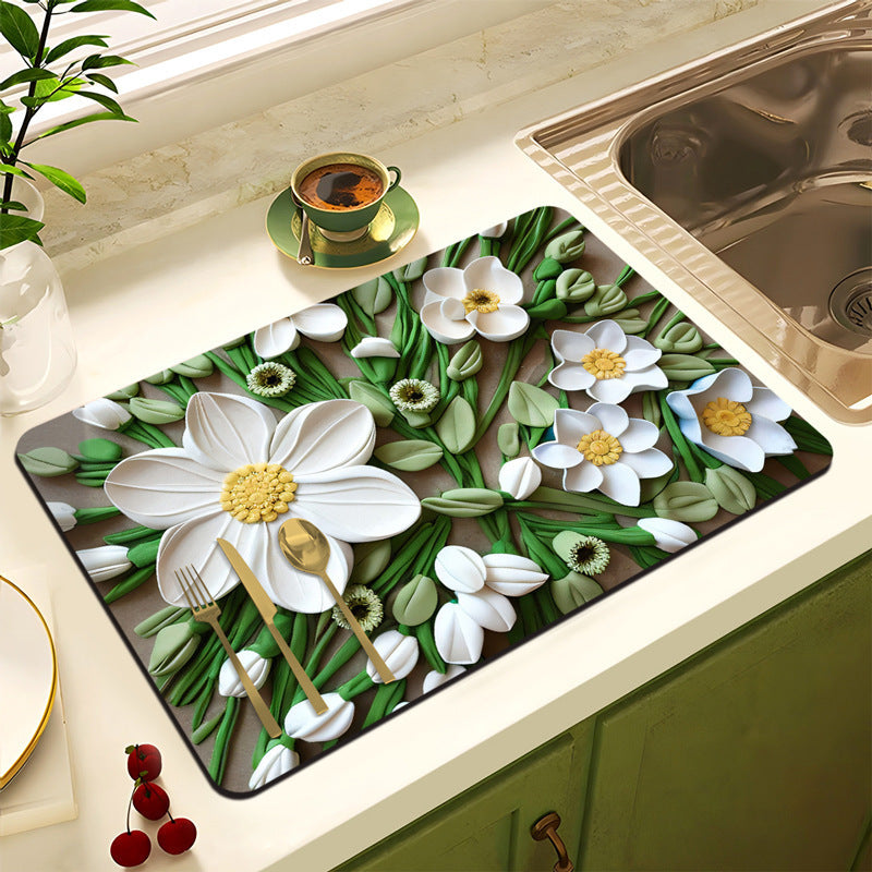 Decorative Floral Kitchen Mat | High & Bury