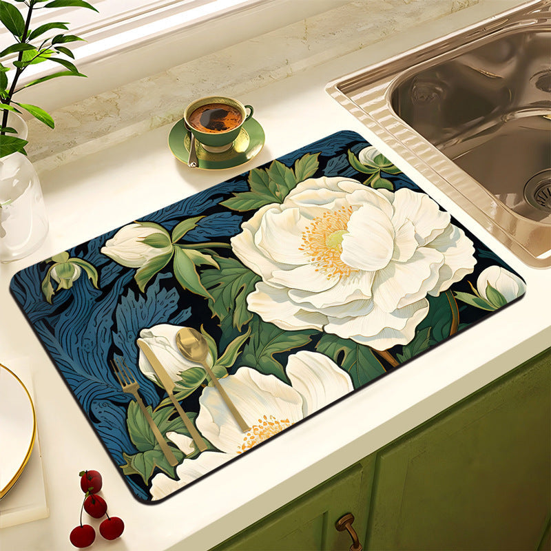 Decorative Floral Kitchen Mat | High & Bury