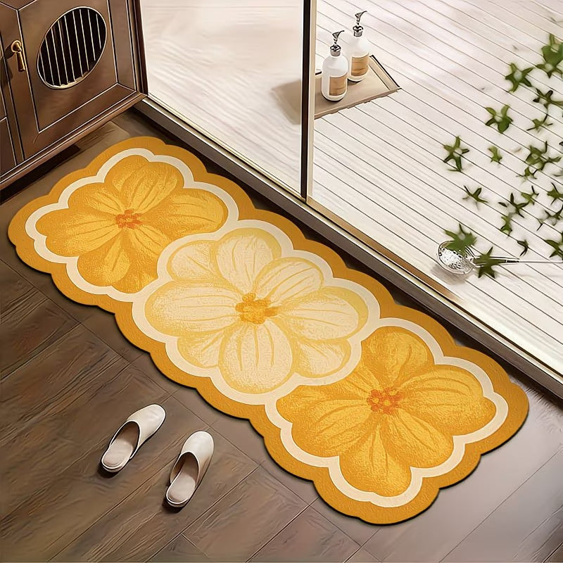 Decorative Floral-Patterned Bath Mat | High & Bury