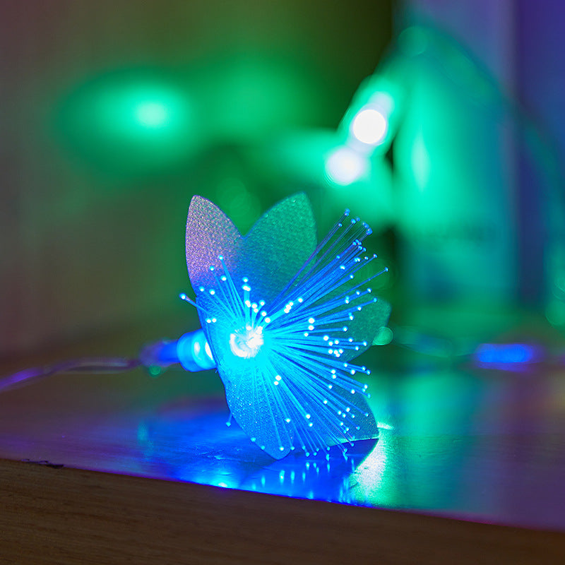 Decorative Flower-Shaped LED Garland with Fiber Optic Glitter for Table and Shelf | High & Bury