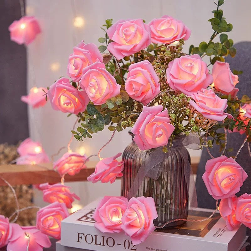 Decorative Foam Rose LED Garland for Table Decorations | High & Bury
