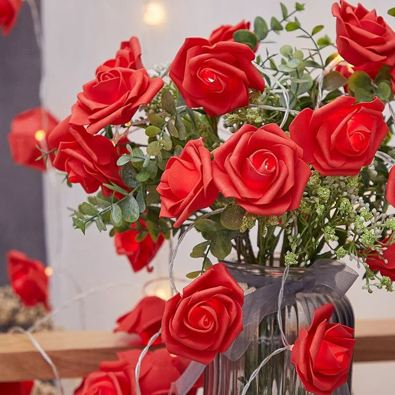 Decorative Foam Rose LED Garland for Table Decorations | High & Bury