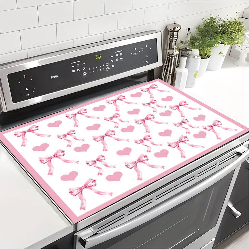Decorative Heart and Bow-Themed Kitchen Mat | High & Bury
